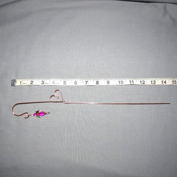 Copper Heart Plant Stake, Indoor or Outdoor Yard Art Pink Angel Embellishment - Picture 9 of 9